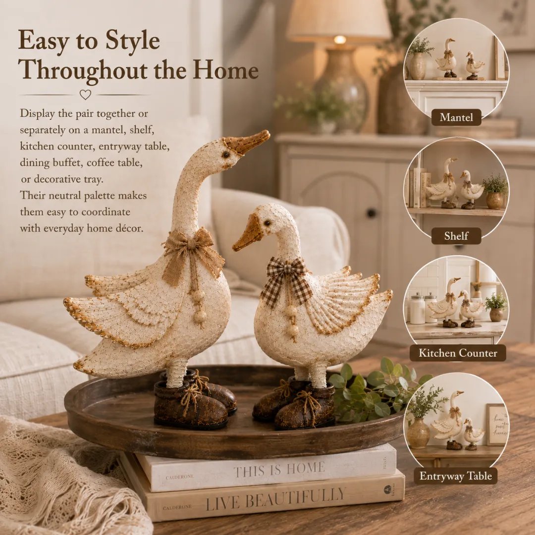 Cottage goose pair dimensions in inches and centimeters