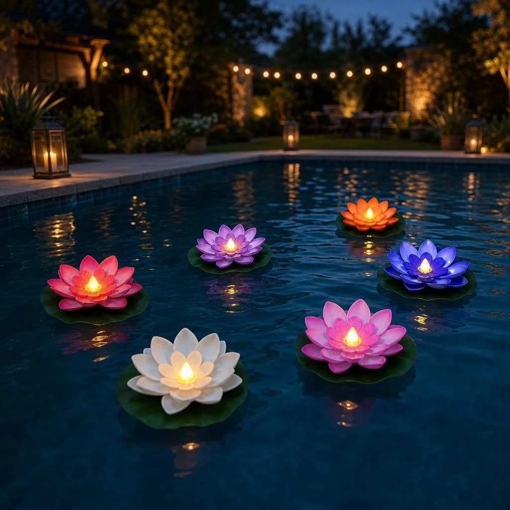 LotusGlow Floating Lotus Lights