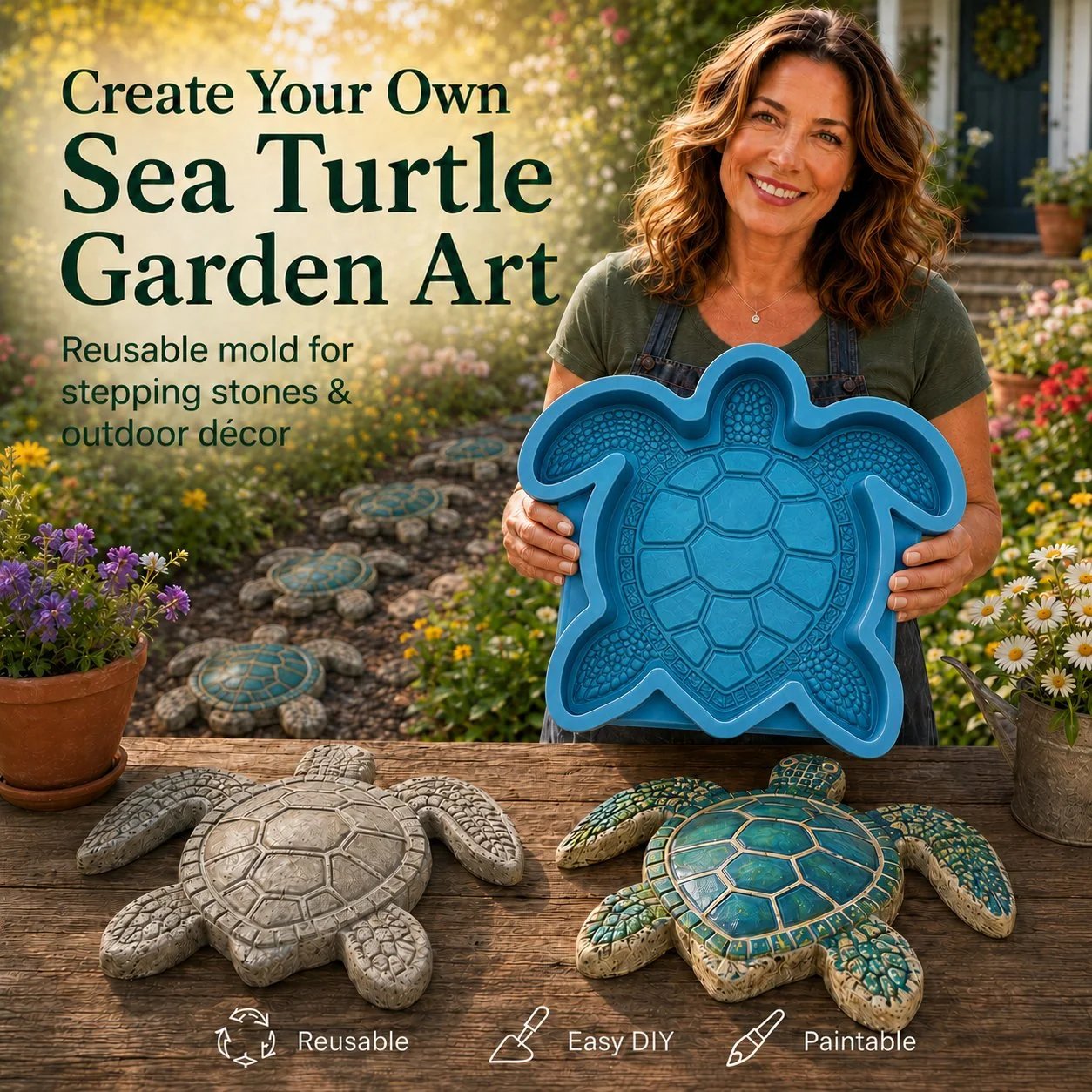 Reusable Ocean Theme Garden Art Mold Sea Turtle Reusable Ocean Theme Garden Art Mold Sea Turtle