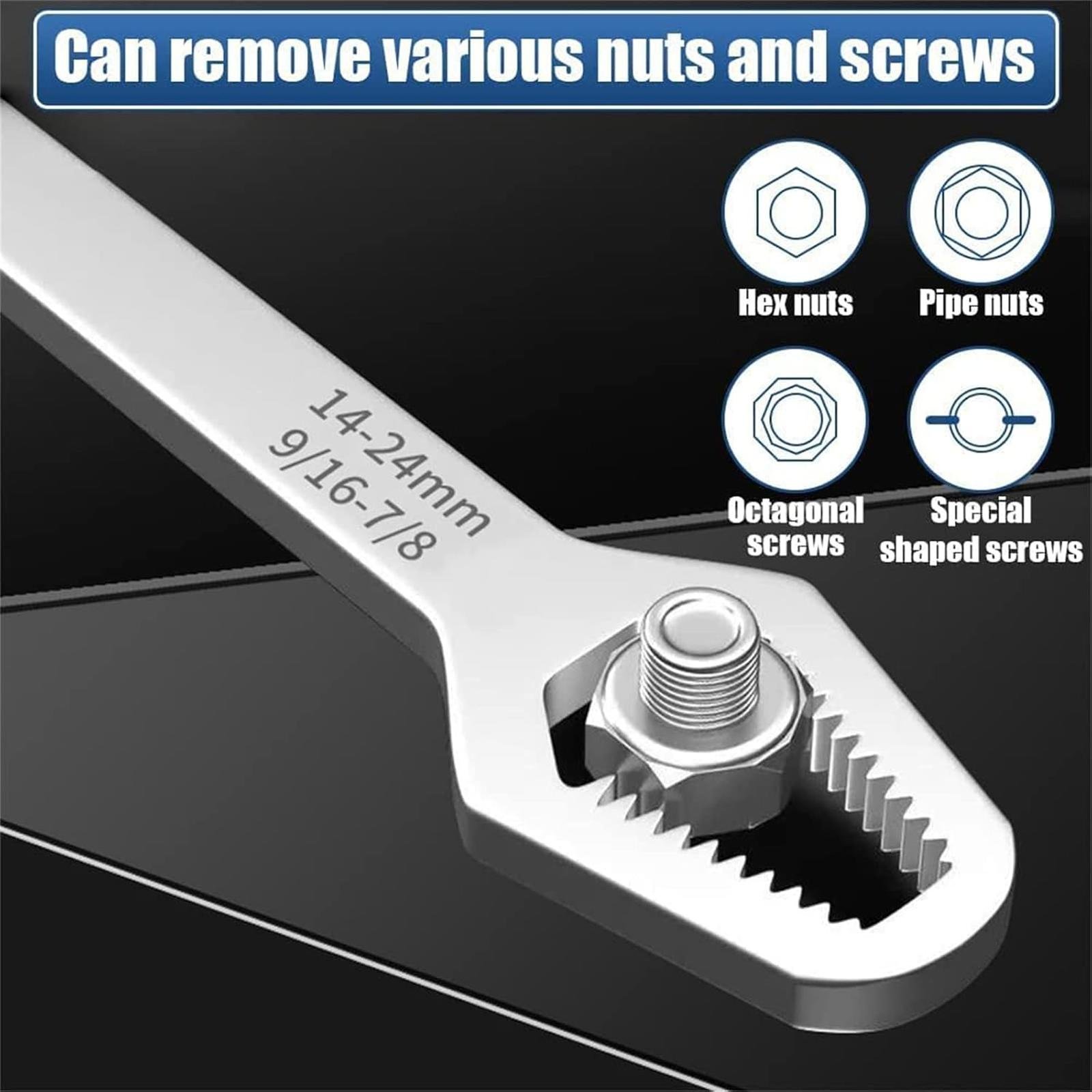 Universal Car Torx Wrench,8-22mm Self-tightening Wrench,Double-head Torx Spanner,Non-Slip Multi-function Wrench for Most Nuts & Bolts Repair,Professional Car Assembly & Disassembly Tool.