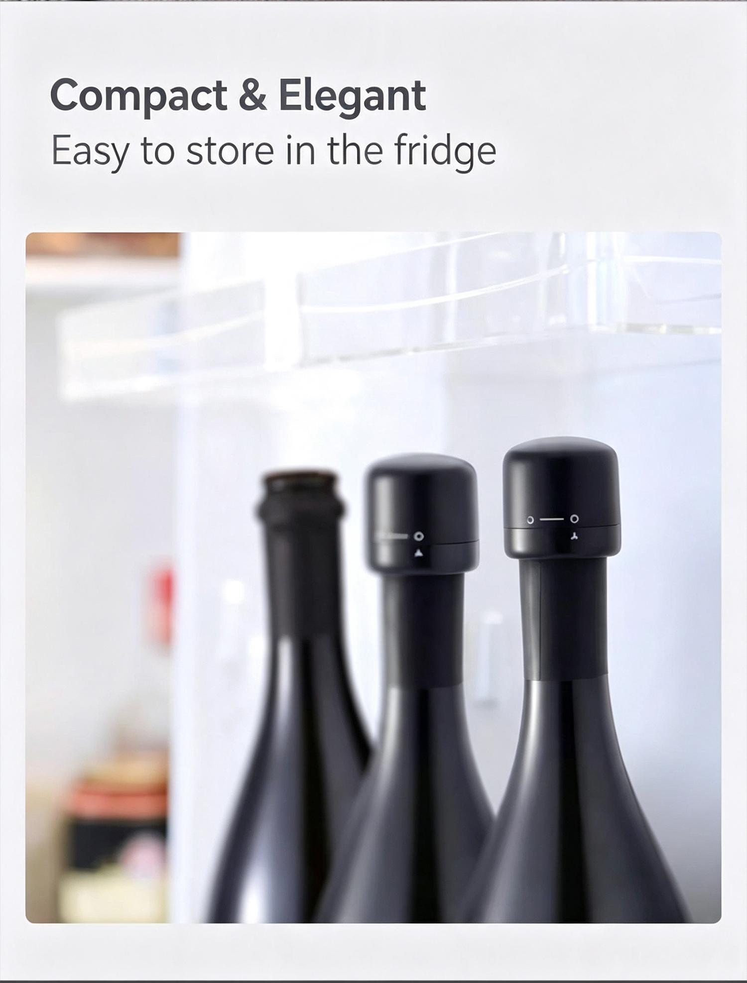 Vacuum wine stopper.Champagne and wine, red wine and liquor, sealing device with built-in vacuum function, leakproof and reusable wine stopper with vent Vacuum wine stopper.Champagne and wine, red wine and liquor, sealing device with built-in vacuum function, leakproof and reusable wine stopper with vent