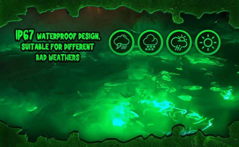 Halloween Laser Swamp Light Works with Low Lying Fog Machine(not equipped), Green Laser Level Line Laser Fog Swamp Halloween Projector Lights DIY Halloween Decorations for Yard Creepy Haunted House Decor Garden