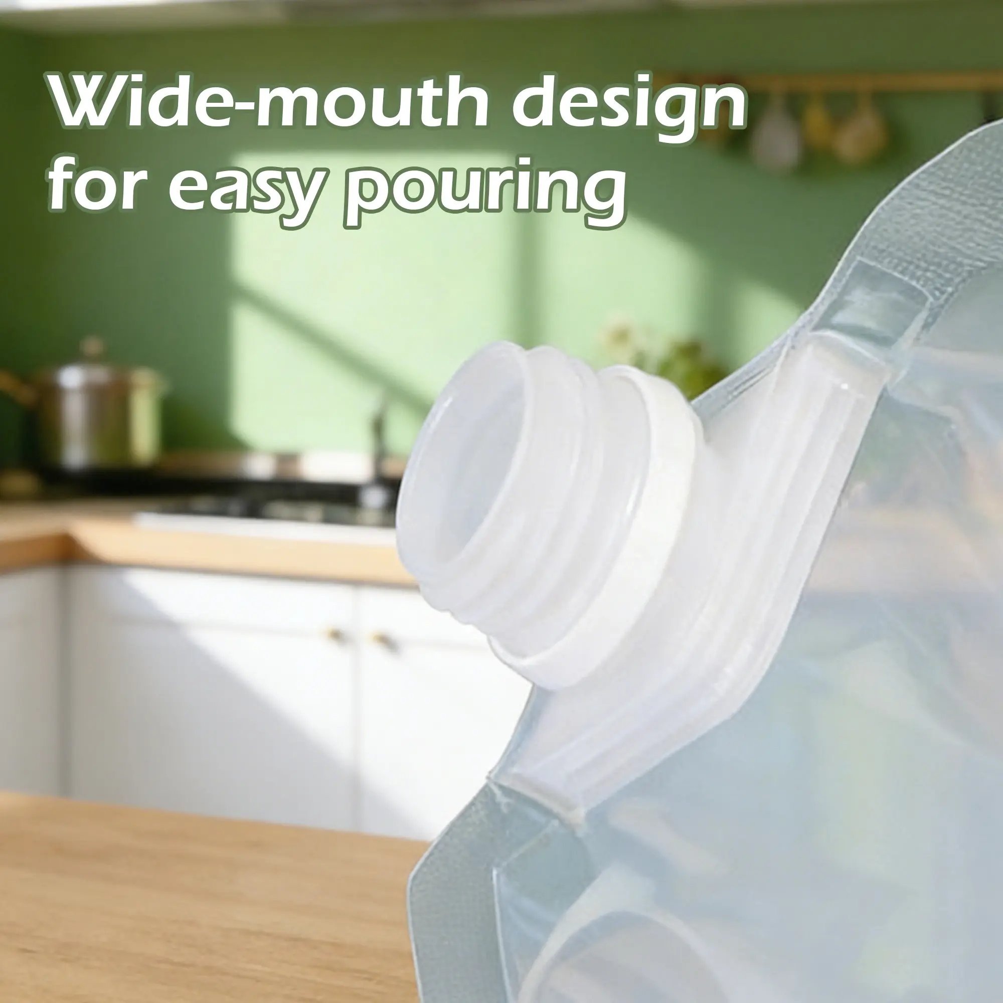 Wide mouth reusable food storage bag for easy pouring