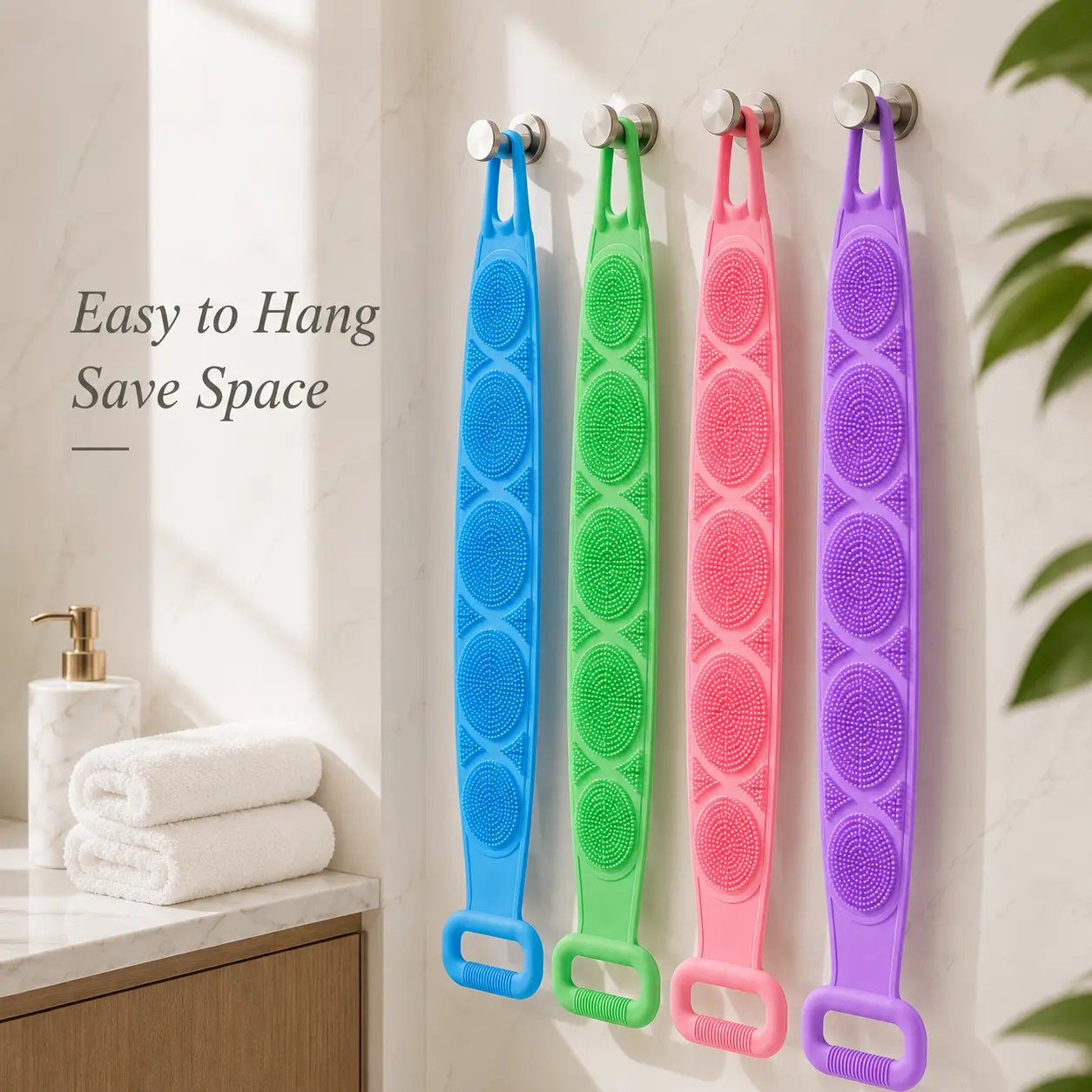 Hanging scrubber in shower