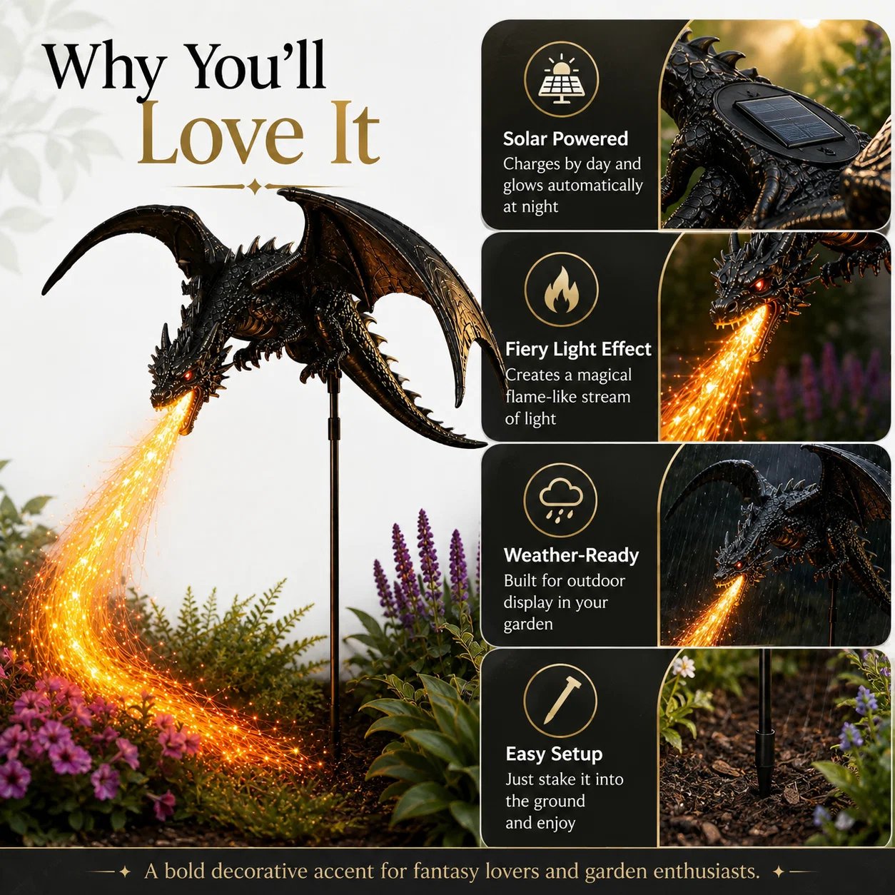 Solar Dragon Fire Garden Light