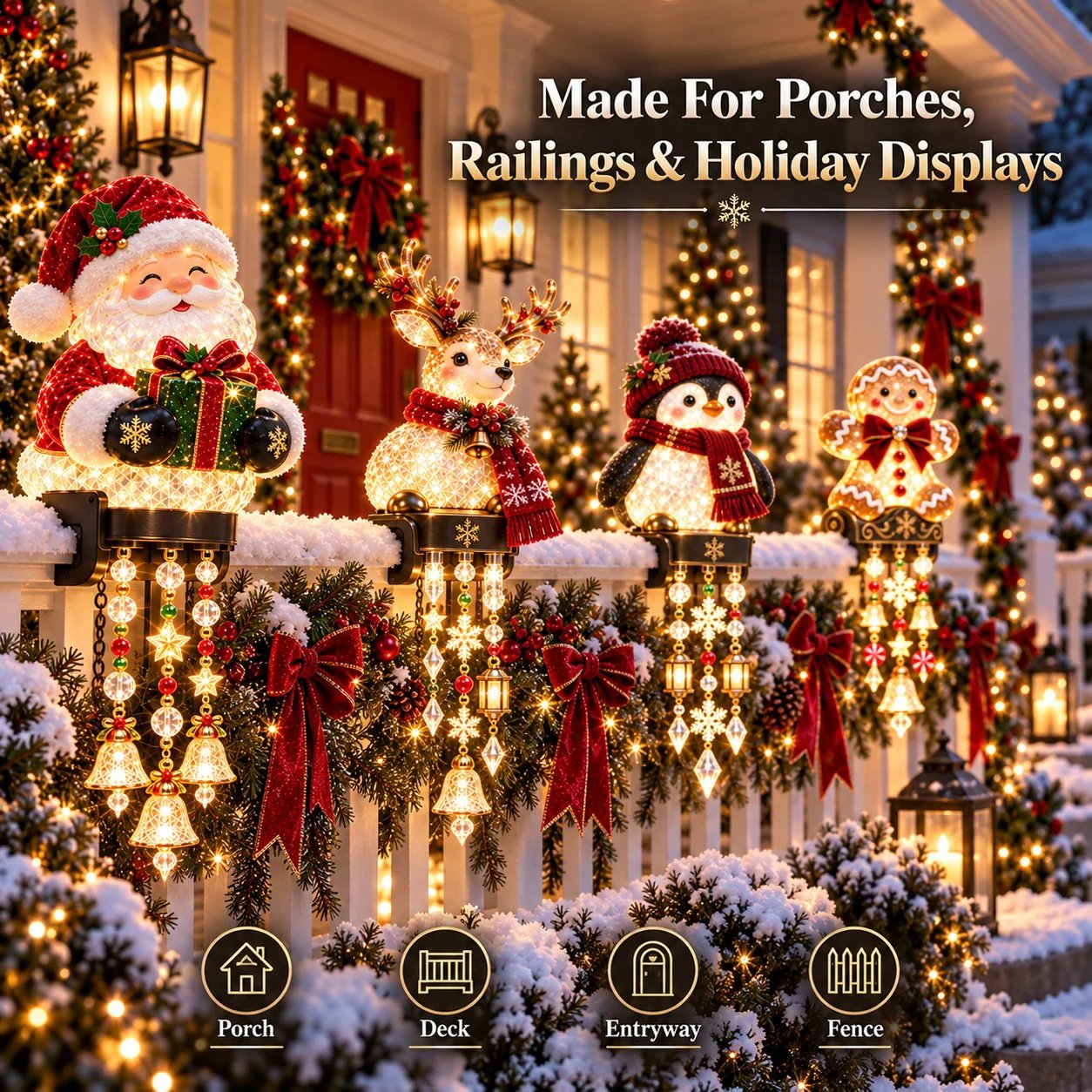 Christmas Lights for Porch Railing Entryway and Fence