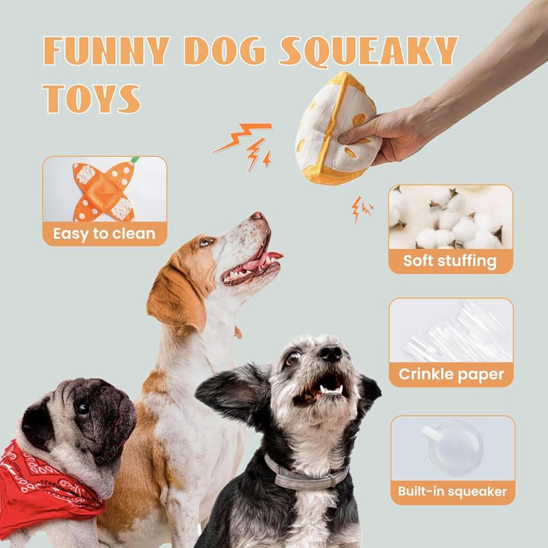 Interactive Tangerine Dog Toy with Squeaker