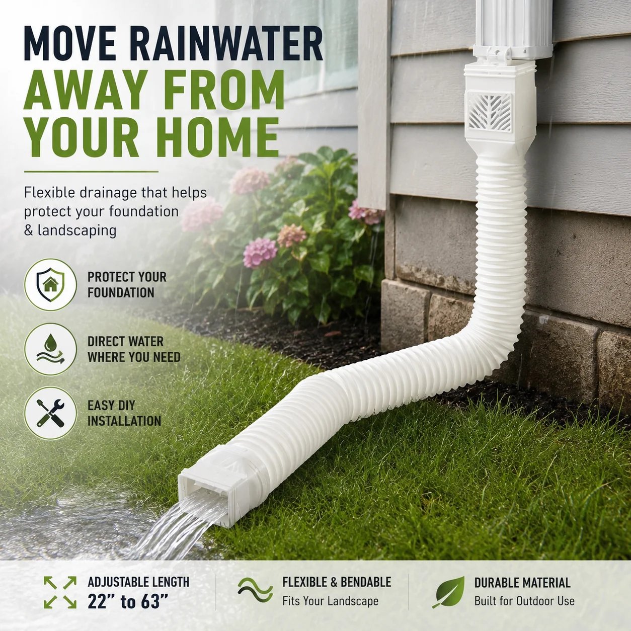 Flexible downspout extension kit