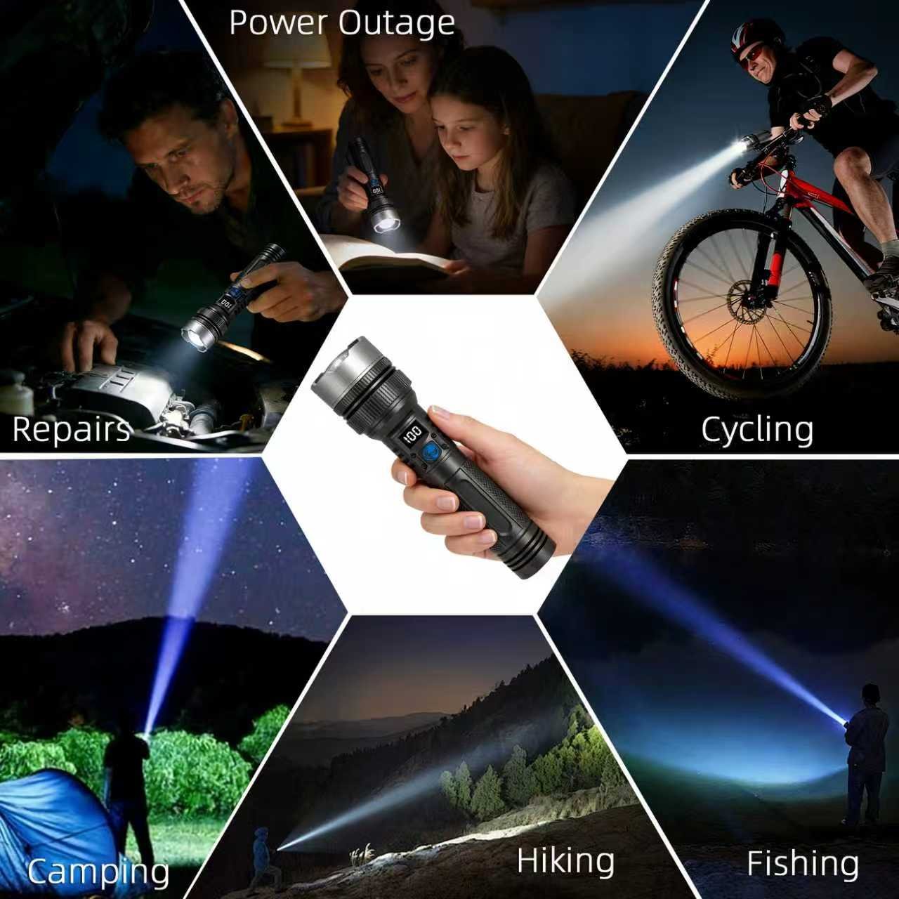Portable rechargeable emergency flashlight