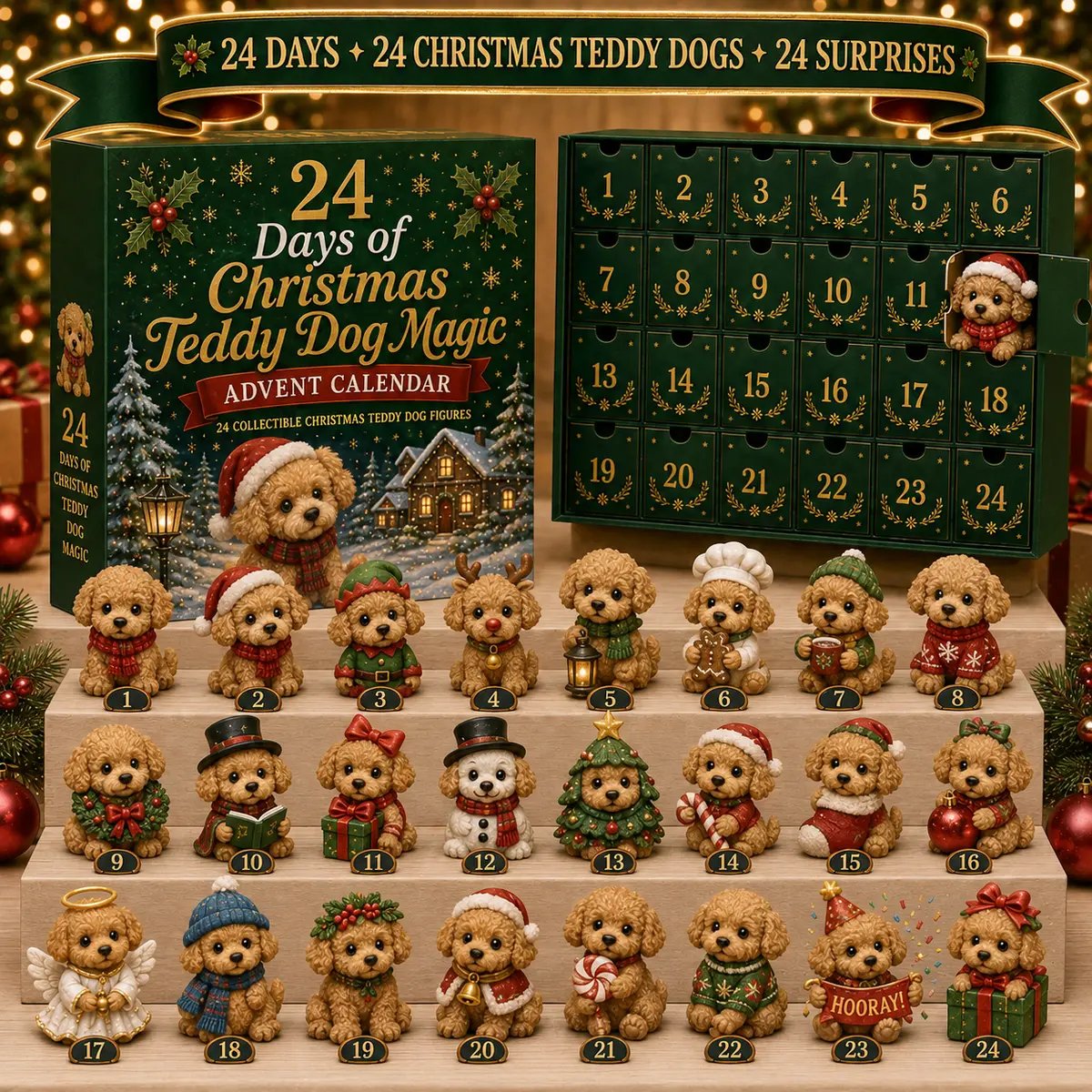 24 Days of Christmas Teddy Dog Advent Calendar