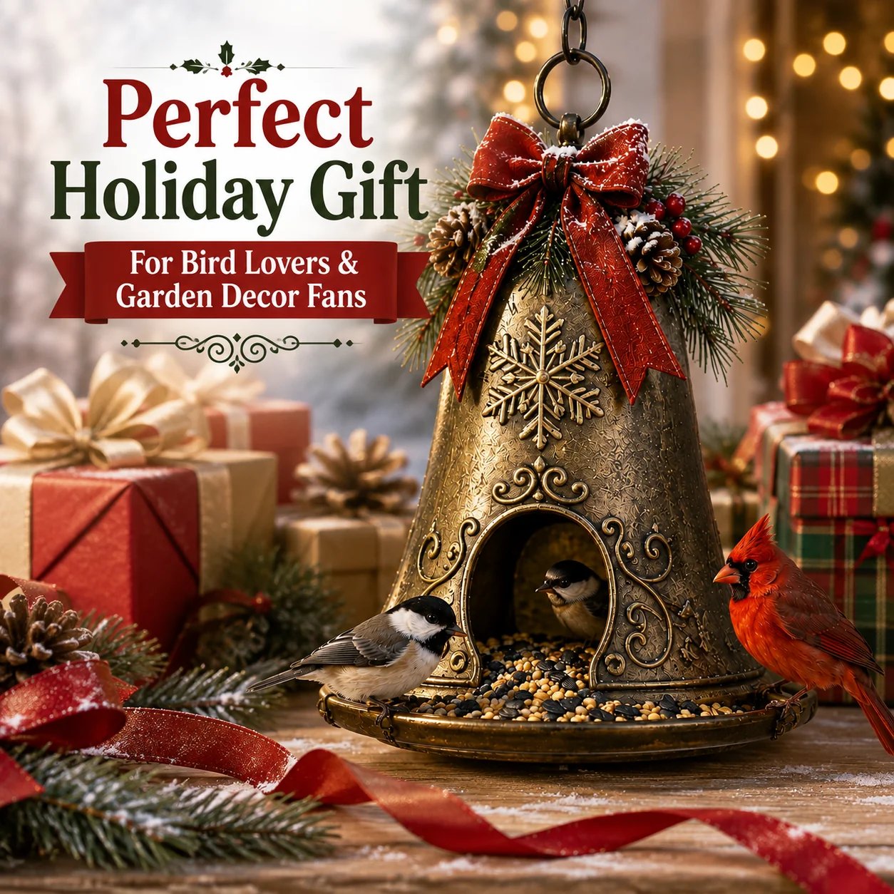 Christmas Bell bird feeder gift