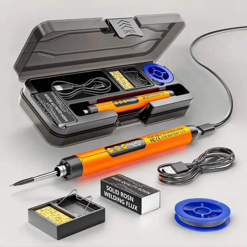 Product Introduction of Portable USB Adjustable Temperature Soldering Iron Kit, 1 Set Soldering Kit with Storage Box, Electronic Soldering Tool for Home DIY, Electric, Heavy Duty, Parts, Power, Cordless, Hot, Tool Kit Set 0