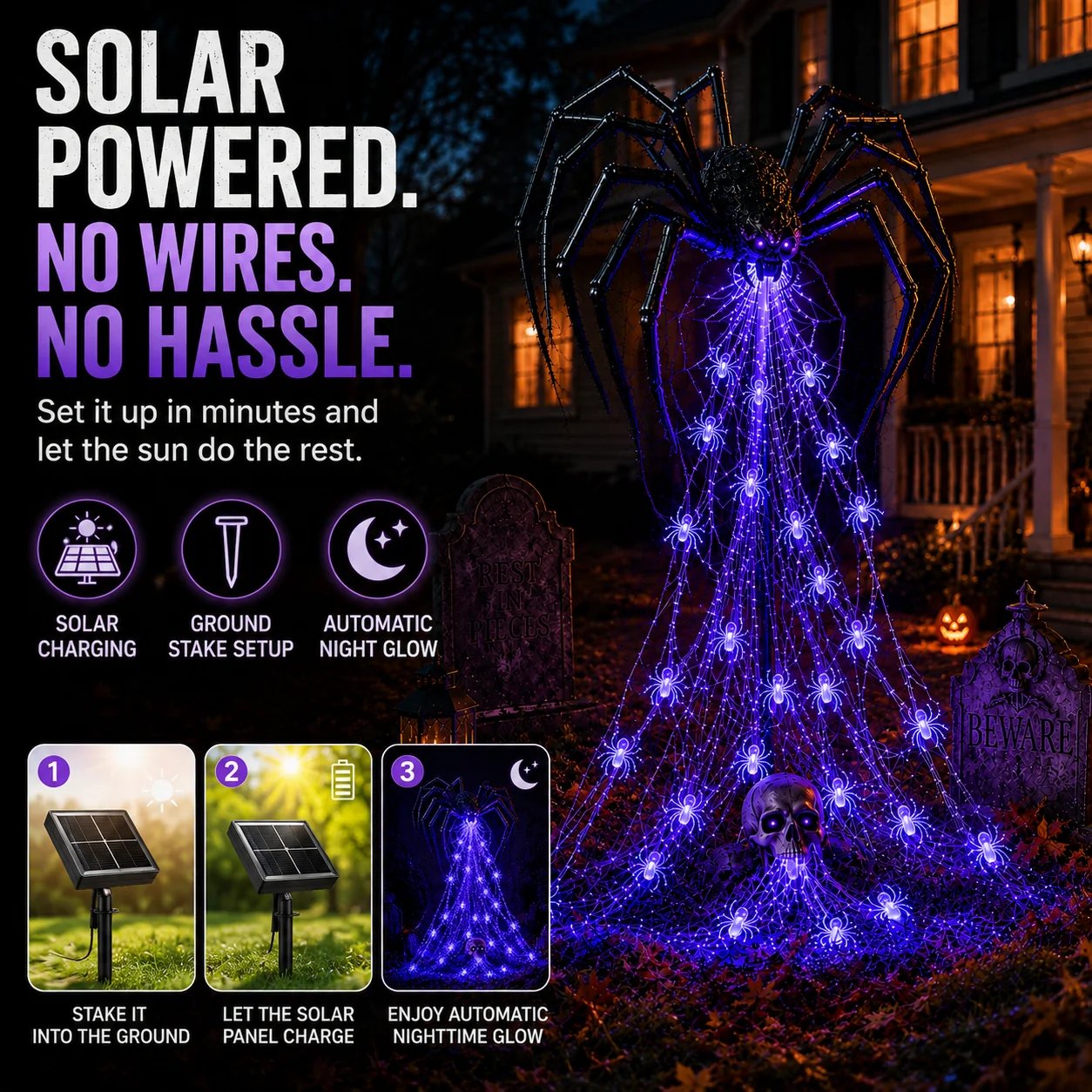 Halloween spider outdoor yard display