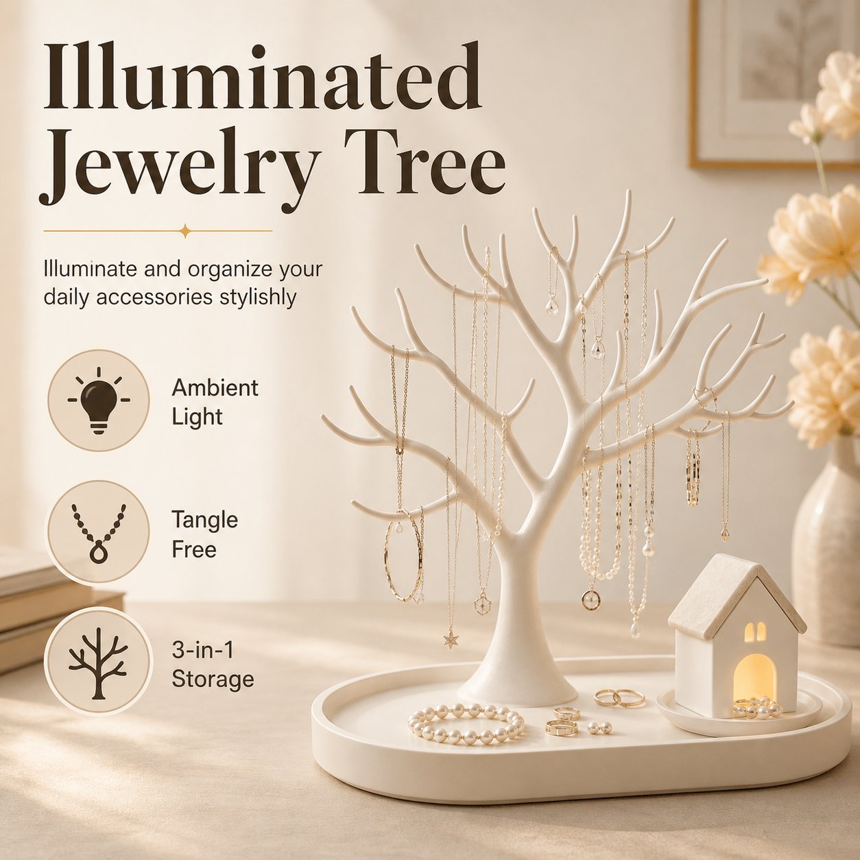 Illuminated Jewellery Tree Organiser