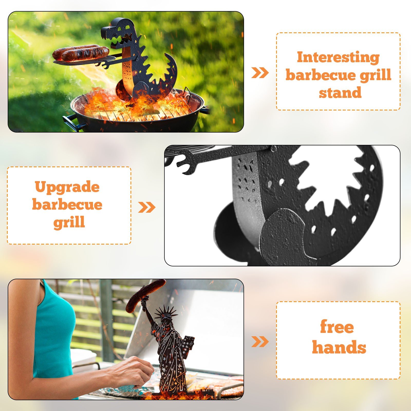 Funny Monster BBQ Accessories - Hotdog Roaster Stainless Steel BBQ Stand Grilling Accessories for Outdoor Grill, Sausage Barbeque Meat BBQ Accessories Outdoor BBQ Camping Multifunctional Tool