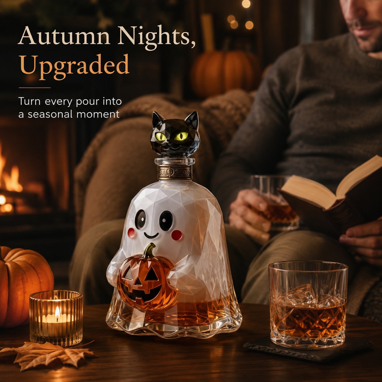 Ghost pumpkin glass decanter more than a bottle seasonal keepsake