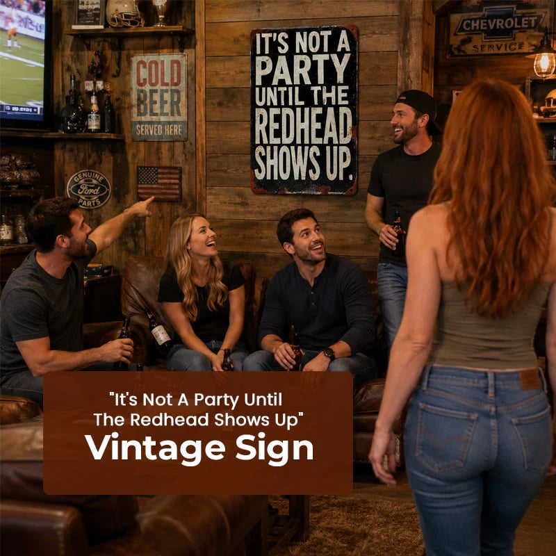 Redhead party vintage wall sign