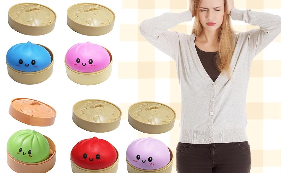 Giant Glitter Dumpling, Giant Dumpling Squishy, Mega Rainbow Dumplings, Cute Anxiety Relief Fidget Toy, with Steamer Box,Soft Squeeze Decompression Dough for Adults