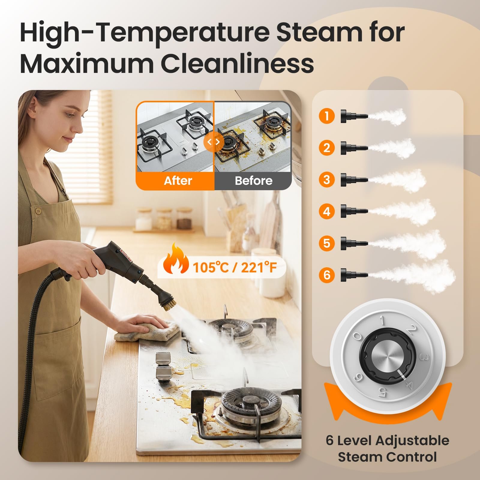 6-Level Steam Control