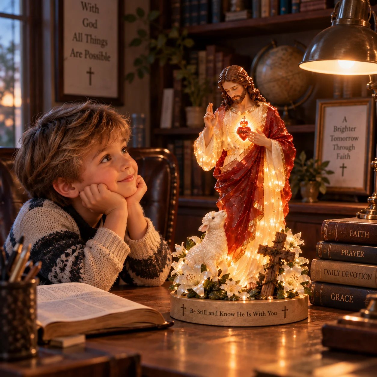 Jesus and lamb lighted statue as a meaningful Christmas gift