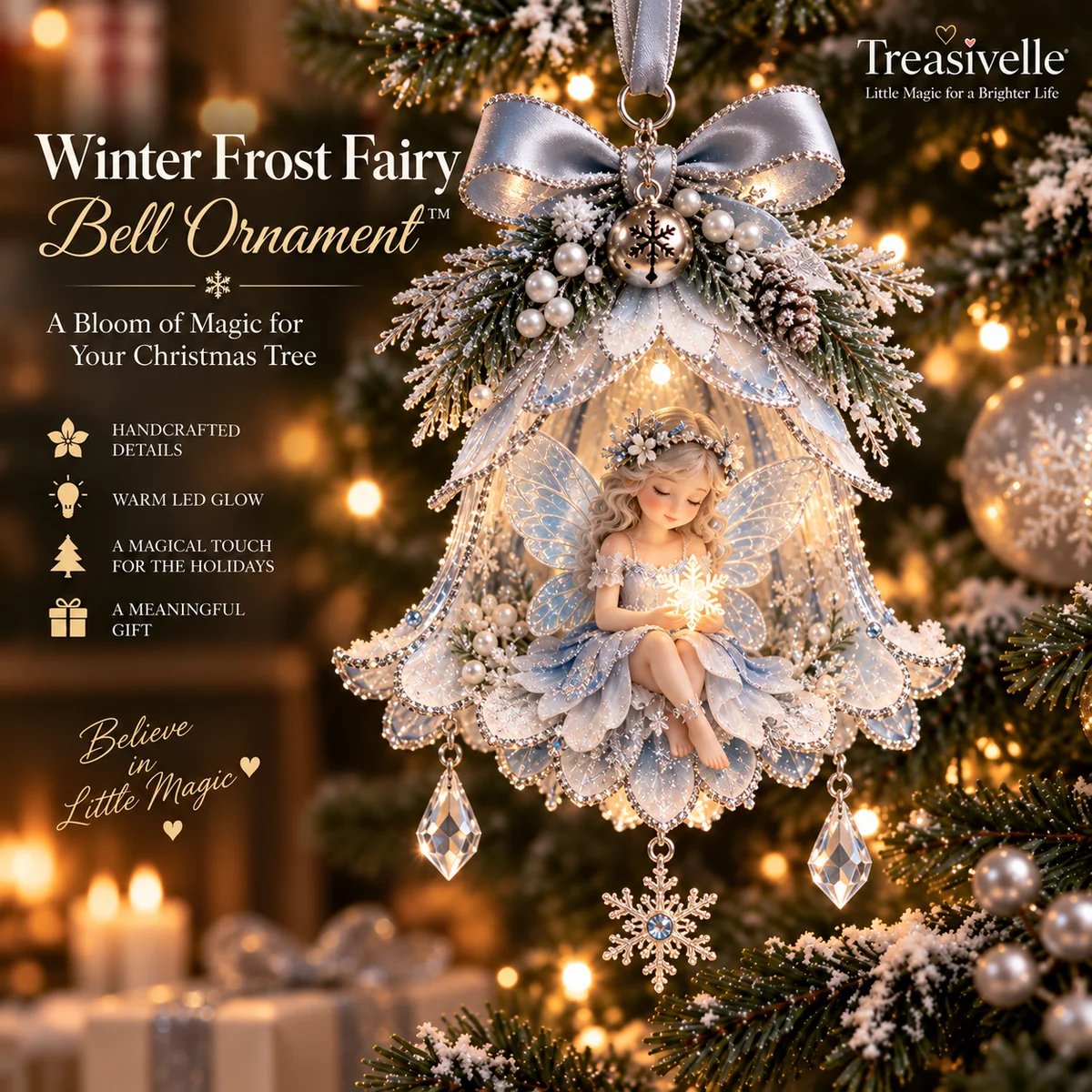 Winter Frost Fairy Bell Ornament