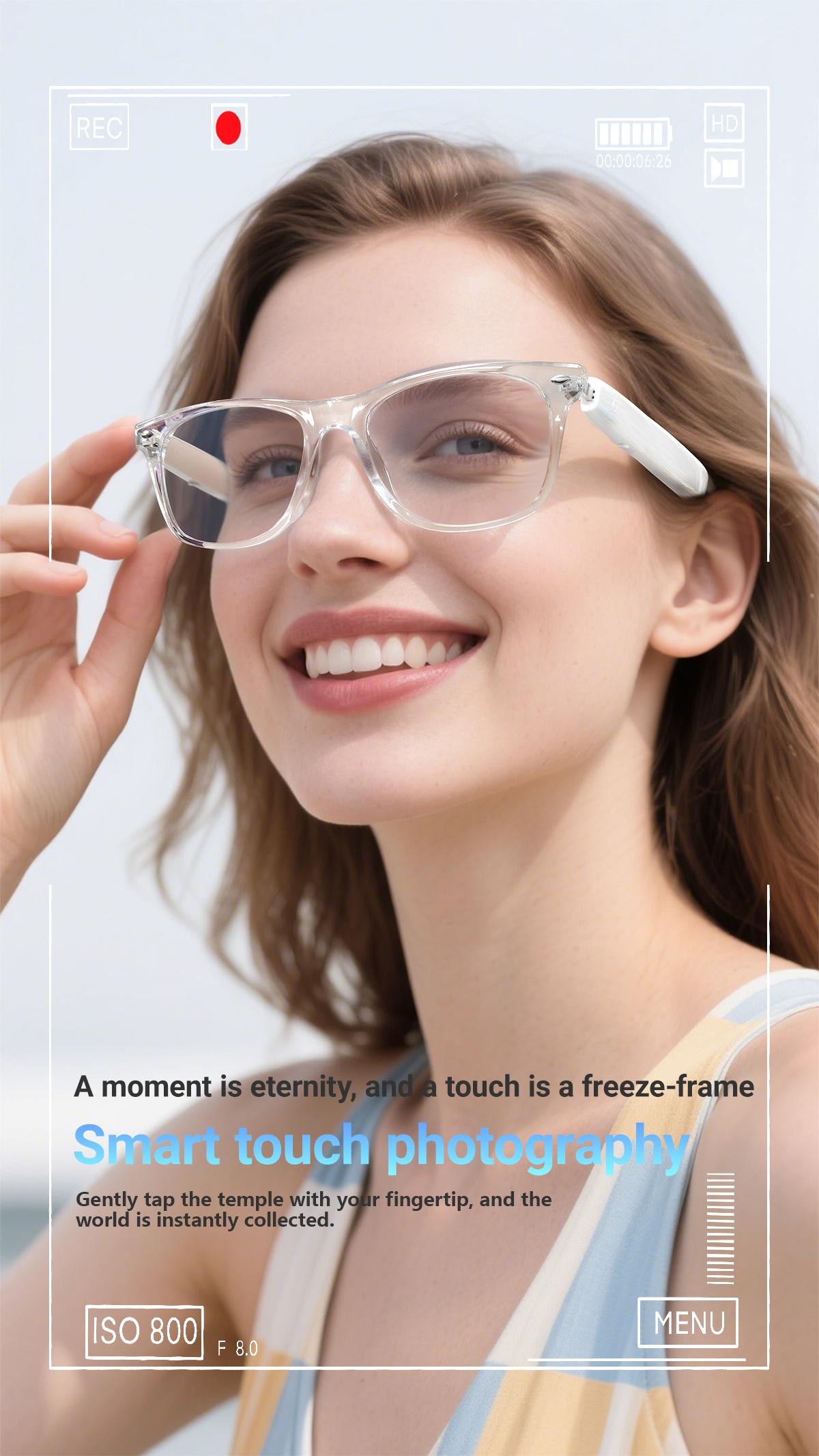 KOIPSSE Smart Glasses, AI Translation Headphones, TWS Wireless Smart Device, HIFI Sound Quality Sunglasses, Multi-Function Glasses, BT5.4 Unisex Dual Touch, Rechargeable Long Battery Life, Hands-Free Calling, Smart Audio Glasses