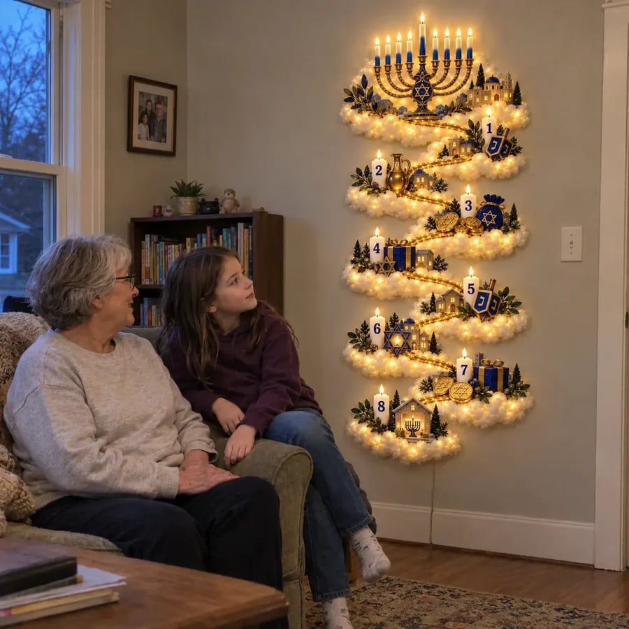 Hanukkah decoration in a family home