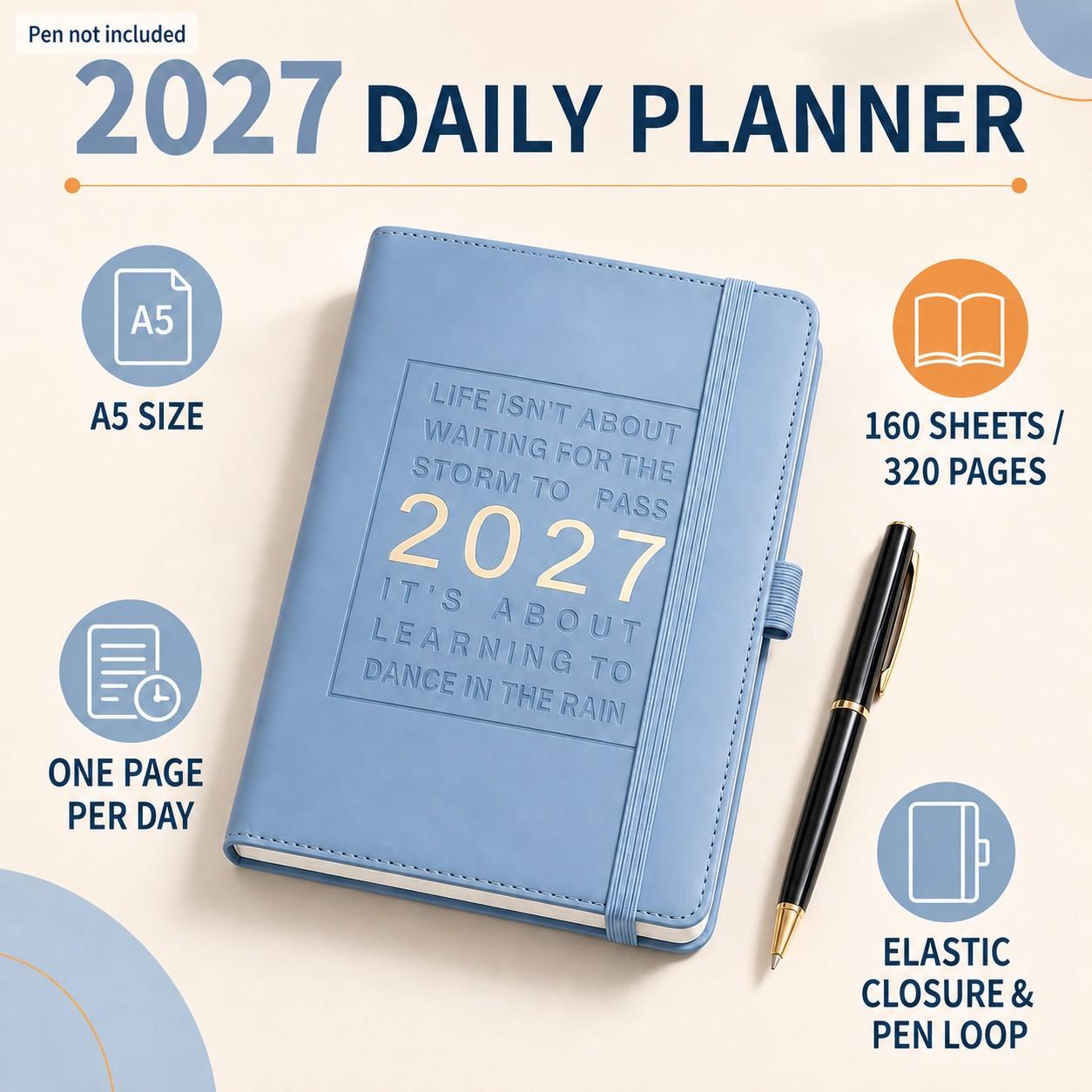 Classic motivational cover of the 2027 calendar notebook