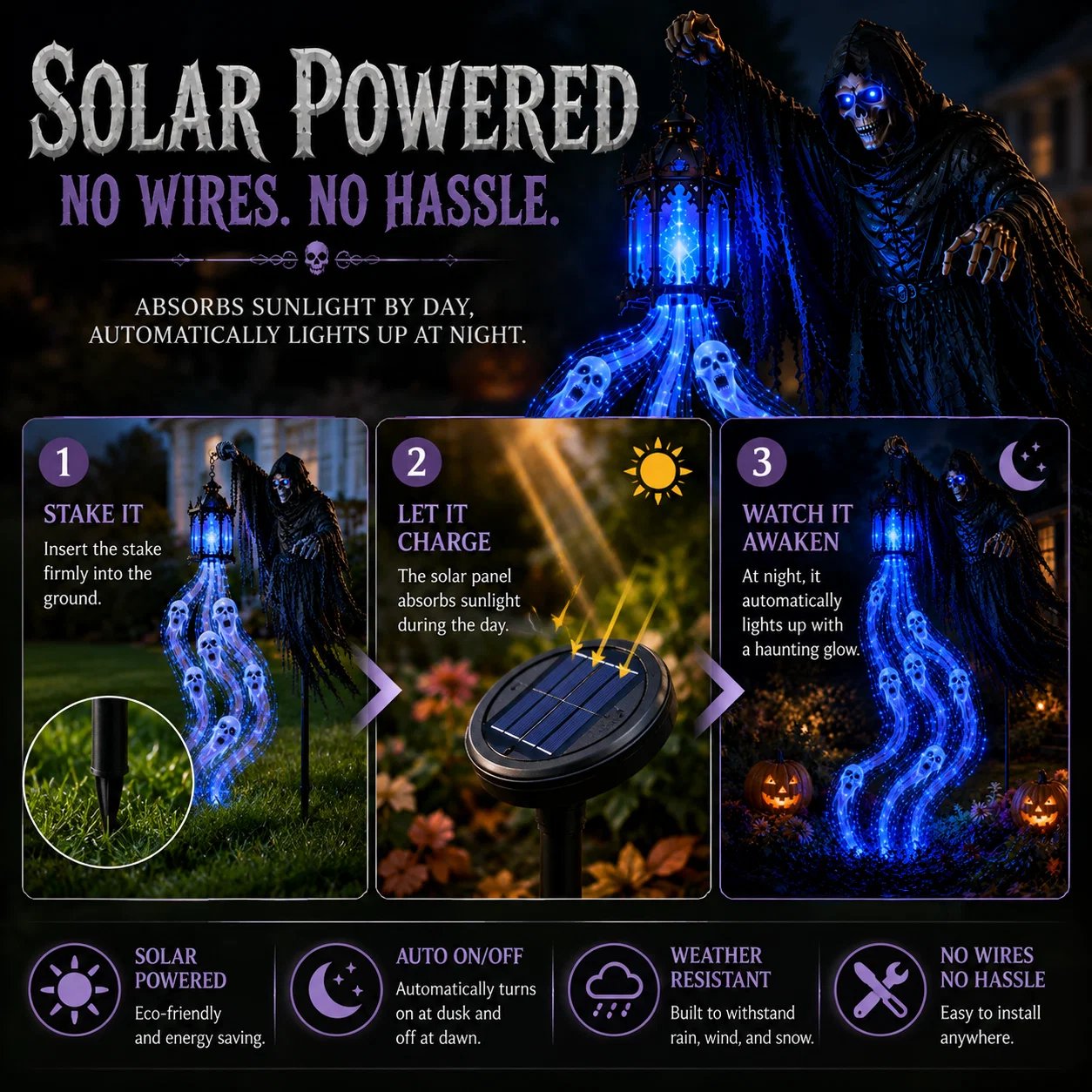 Solar powered Halloween Soul Harvester installation