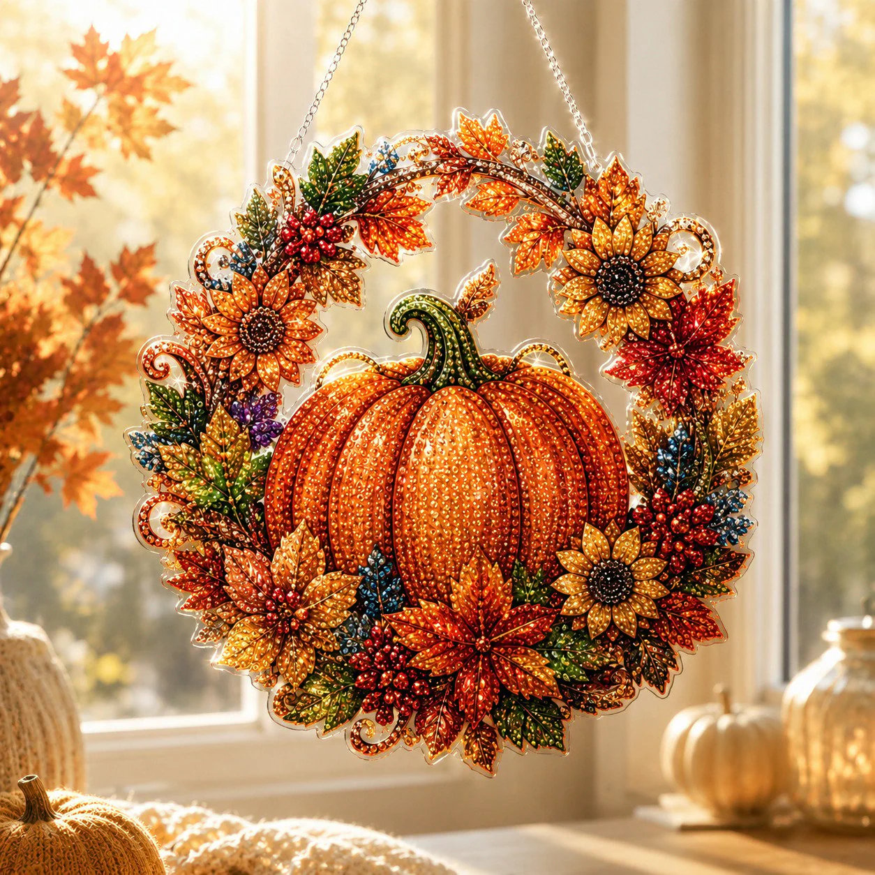 Autumn Harvest Diamond Art Ornament — Full Product View