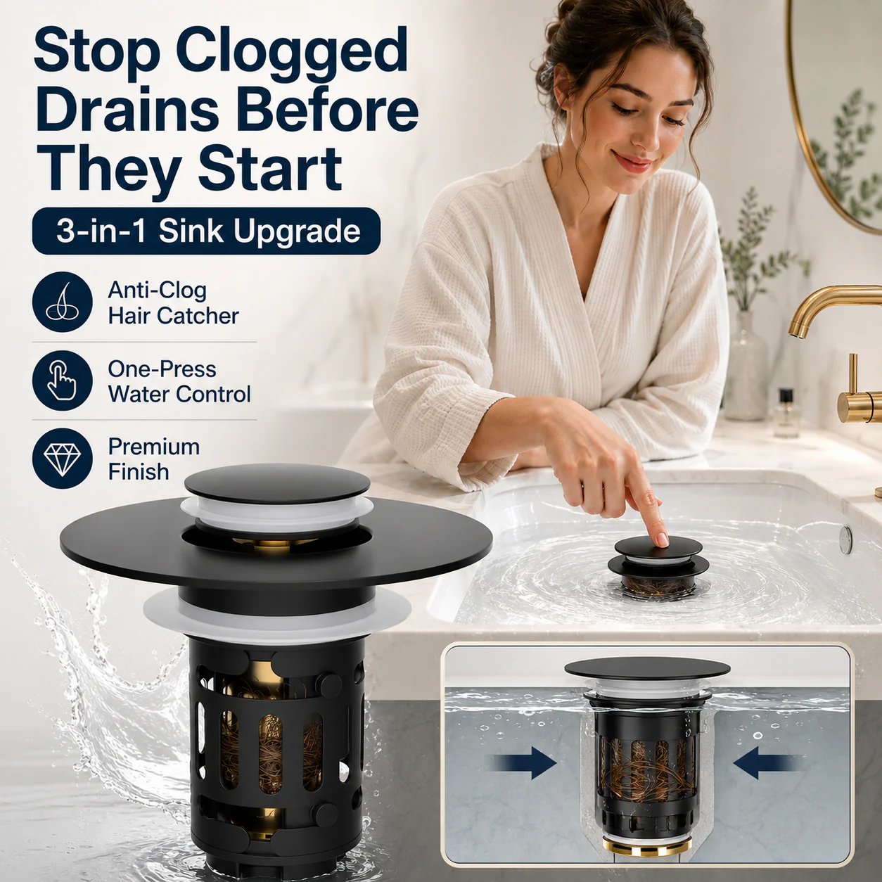 3 in 1 sink stopper