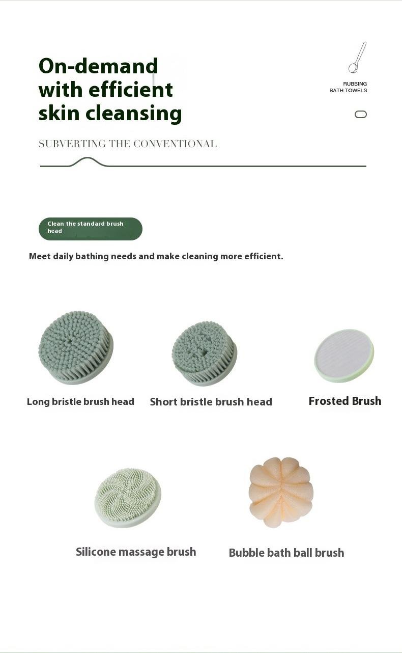 Rechargeable Motorized Electric Shower Back Scrubber - Long Handle IPX Waterproof PVC Spin Bath Brush with 5 Replaceable Heads, 3 Speed Modes, Exfoliating Massager for Adults Sensitive Skin, USB, Full Body (Shoulders, Calves Care, Great Gift Option) Rechargeable Motorized Electric Shower Back Scrubber - Long Handle IPX Waterproof PVC Spin Bath Brush with 5 Replaceable Heads, 3 Speed Modes, Exfoliating Massager for Adults Sensitive Skin, USB, Full Body (Shoulders, Calves Care, Great Gift Option)