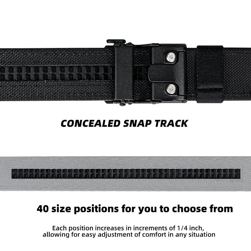 Concealed ratchet track belt adjustment