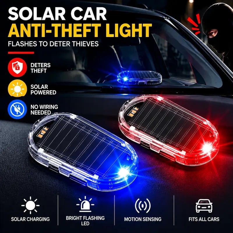 Solar simulated car alarm warning light