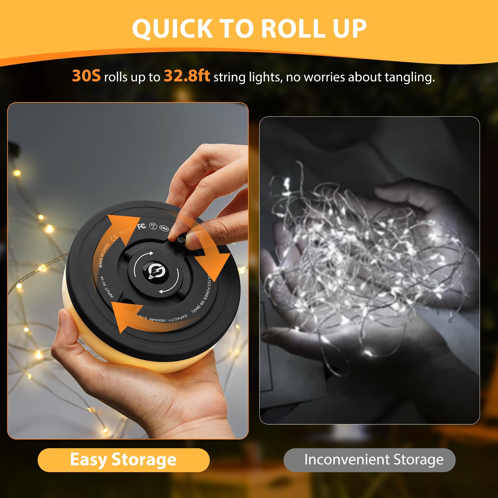 Portable camping light storage