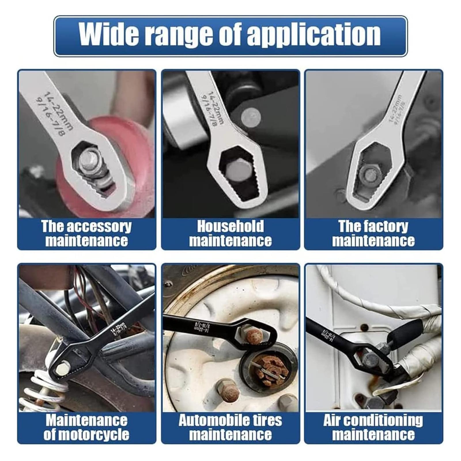 Universal Car Torx Wrench,8-22mm Self-tightening Wrench,Double-head Torx Spanner,Non-Slip Multi-function Wrench for Most Nuts & Bolts Repair,Professional Car Assembly & Disassembly Tool.
