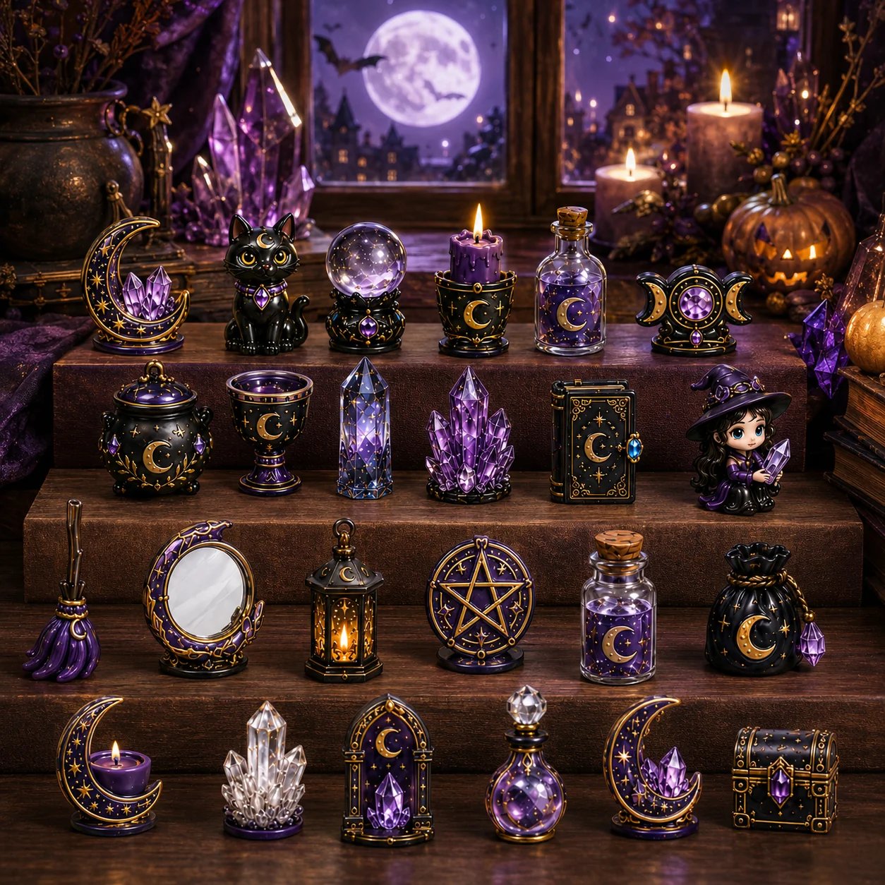 Detail of an Advent surprise with a witch theme Detail of an Advent surprise with a witch theme