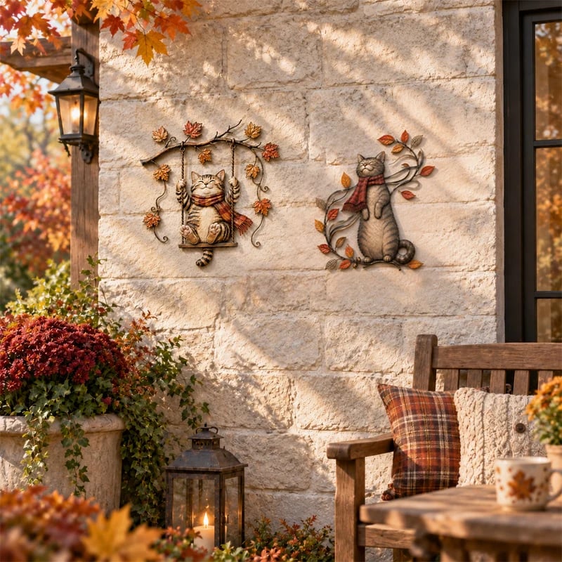 Autumn Cat Wall Decor size options