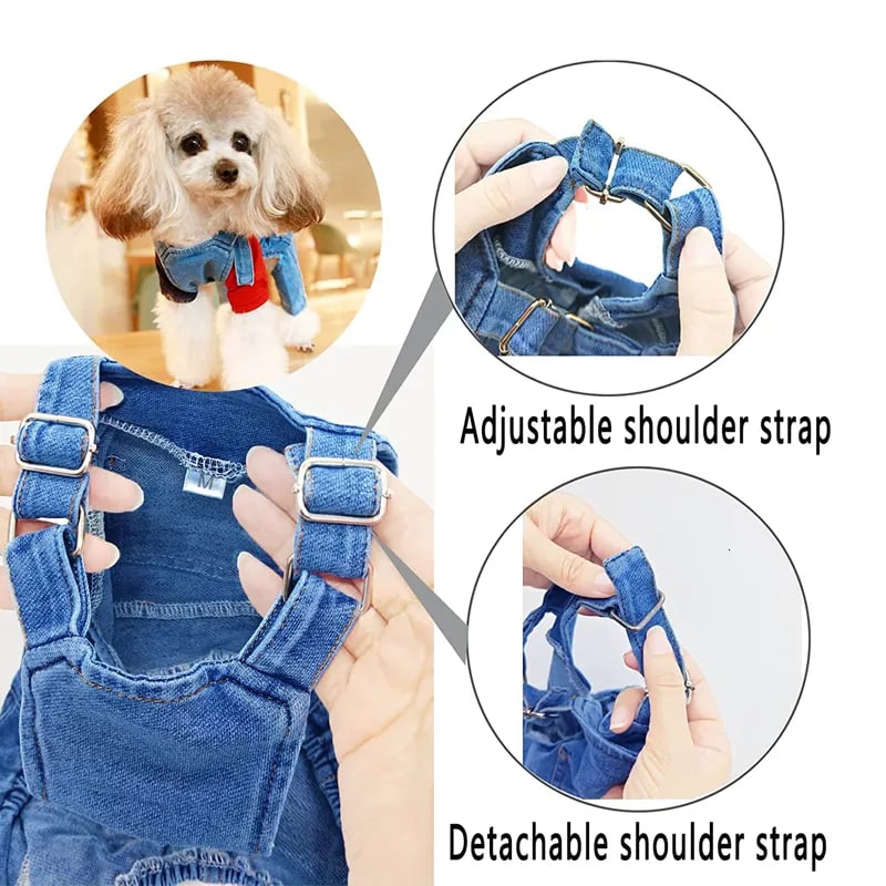 Dog Clothes For Frenchies Denim Overalls: Soft Jean French Bulldog Clothes, Puppy Costume for Small Medium Dogs - Stylish & Comfortable