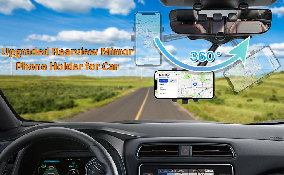 360 Degree Car Phone Holder Rearview Mirror, 2024 Multifunctional Navigation Bracket, 360° Rotatable & Retractable Car Phone Holder,car accessories 360 Degree Car Phone Holder Rearview Mirror, 2024 Multifunctional Navigation Bracket, 360° Rotatable & Retractable Car Phone Holder,car accessories