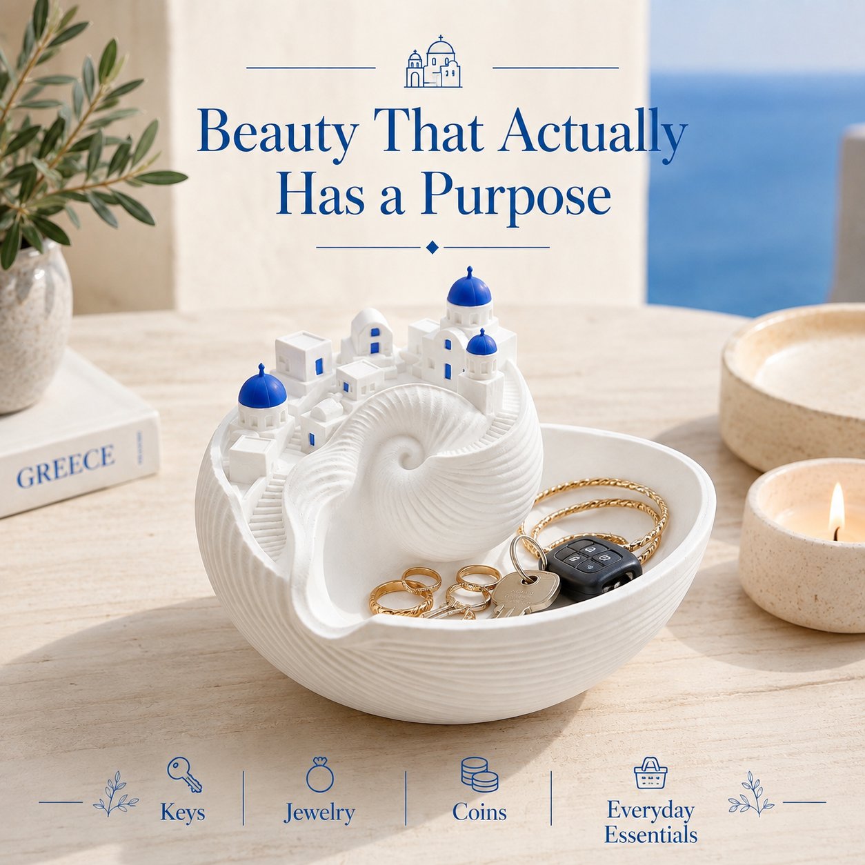 Santorini catchall bowl for keys and jewelry