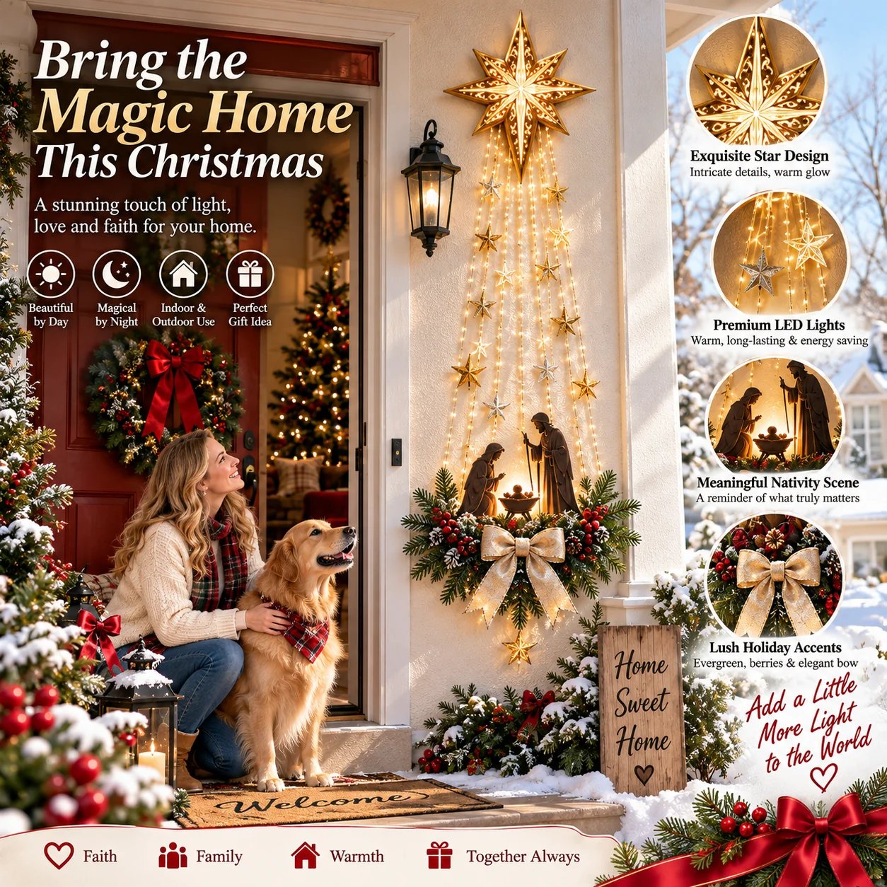 Lighted Nativity Christmas wall décor