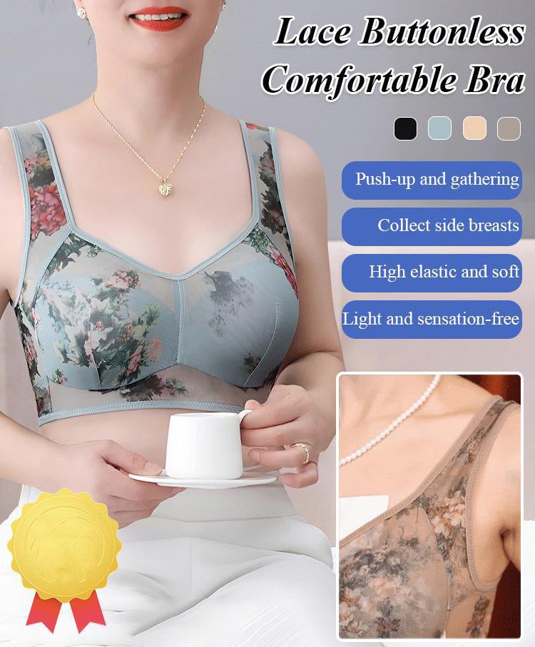 Pointed buttonless comfortable bra - Blue / L (40-50kg)