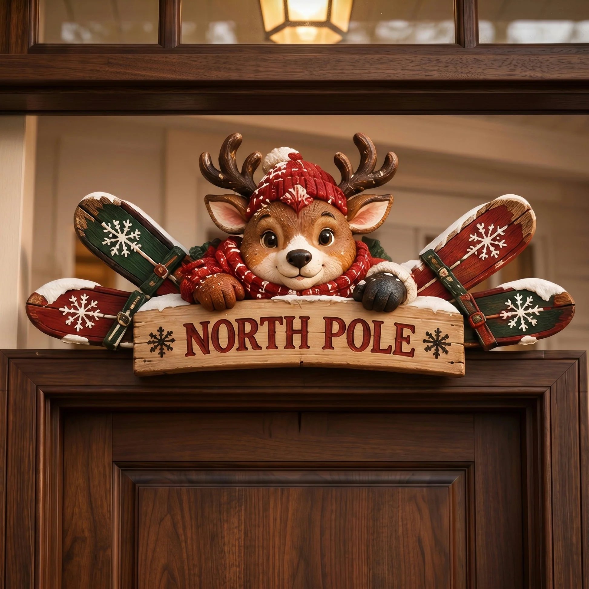 🏔️ Rustic Winter Door Frame Decor | 6 Cabin Characters