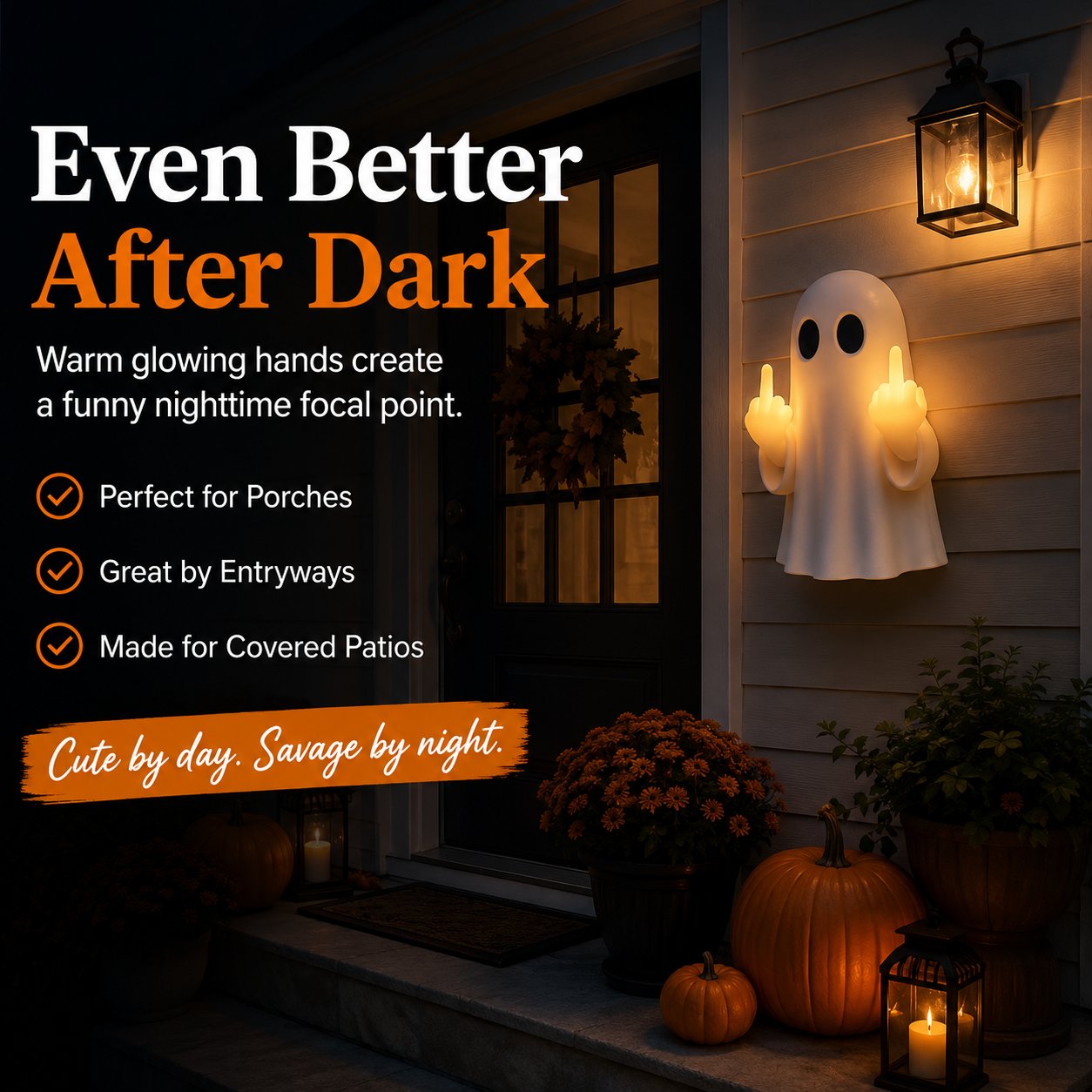 Light-Up Middle Finger Ghost nighttime effect