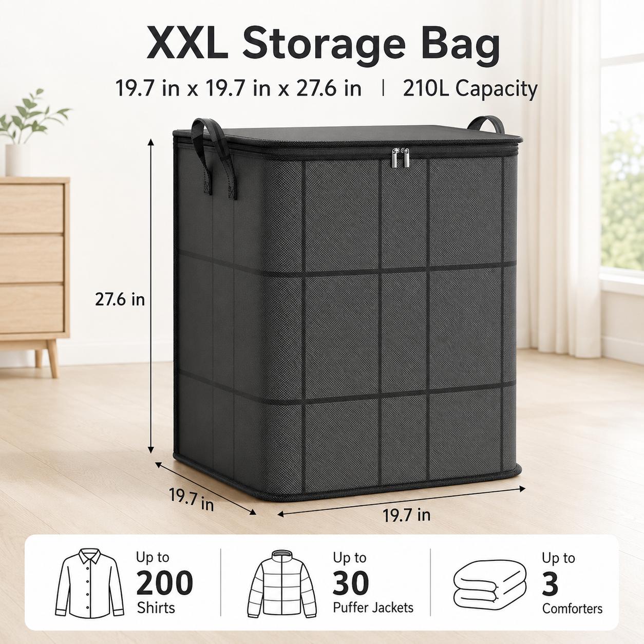 Spacious Moving Storage Bin, Zippered Organizer for Quilts, Bedding & Sweaters, Large Capacity Fabric Bag for Moving Day, Closet & Bedroom Use Spacious Moving Storage Bin, Zippered Organizer for Quilts, Bedding & Sweaters, Large Capacity Fabric Bag for Moving Day, Closet & Bedroom Use