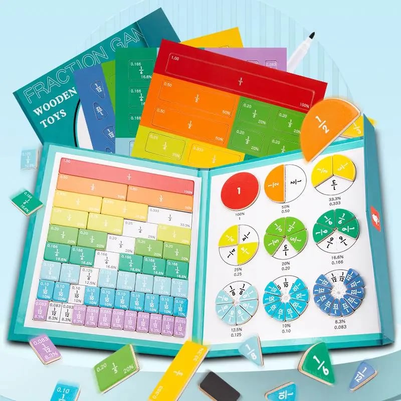 Product Introduction of Magnetic Fraction Demonstration Book, 1 Set Math Teaching Aid, Learning Toy for Gift, Mathematical Knowledge Training Toys, Interactive Game Props, Educational Material Toys 0