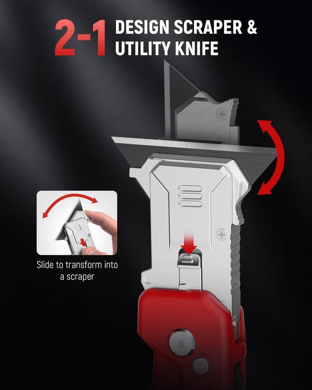 Retractable Folding Knife and Scraper Mechanism