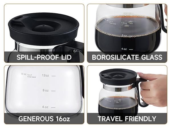 UFORU Coffee Mug with Lid 16oz Glass Creative Cup, Coffee Lovers' Top Choice, Dimensions: 4.9inches tall, 3.8 inches wide, Includes Coaster, Ergonomic Handle Design,Valentine's Day gift, a little surprise for your loved one