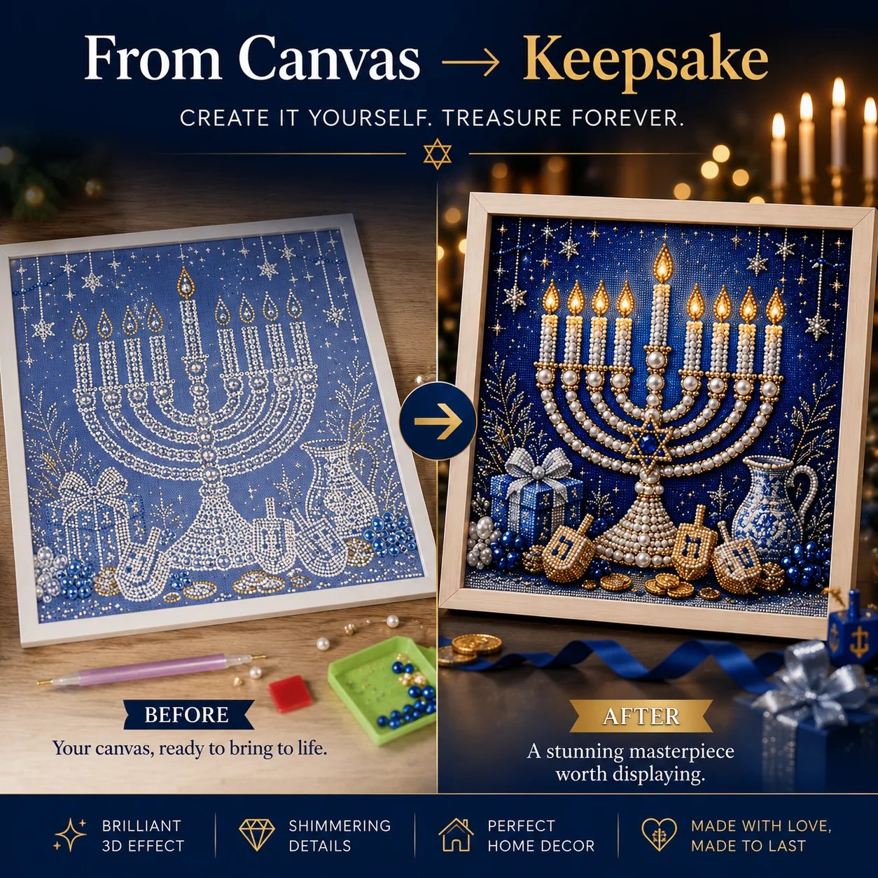 DIY Hanukkah pearl art creative activity
